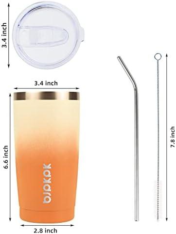 BJPKPK 20oz Coffee Tumbler with Lid & Straw, Insulated Stainless Steel Mug
