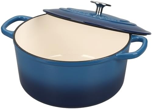 EDGING CASTING Enameled Cast Iron Dutch Oven with Sourdough Bread Baking Kit, Bread Dutch Oven with Lid, Includes Proofing Basket & Baking Tools, 5qt, Lake Blue