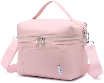 NOL Insulated Lunch Bags for Women Cooler Bag Lightweight Nylon Waterproof Lunch Box For Work - Small, Pink