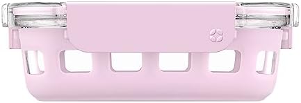 Ello Duraglass 1.75 Cup Glass Meal Prep Container with Lid, Pink Cashmere