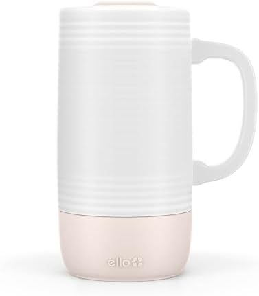 Ello Jane 18oz Ceramic Travel Mug with Handle and Built-In Coaster, Sandbar