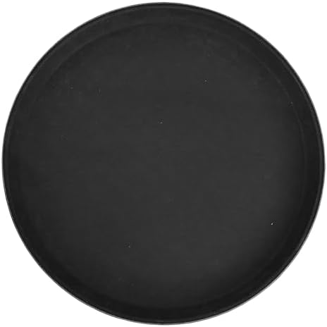 Winco 11" Black Premium Round Fiberglass Glass Tray