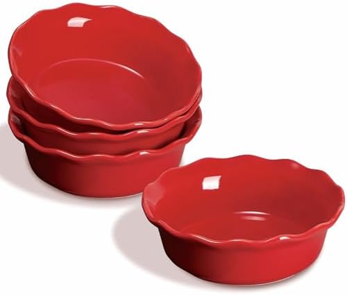 ONEMORE 6.8 Inch Ceramic Pie Pans, 16 oz Deep Dish Pie Pan Set of 4