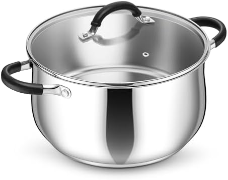 P&P CHEF 8 Quart Stainless Steel Stock Pot, Cooking Pot with Visible Lid
