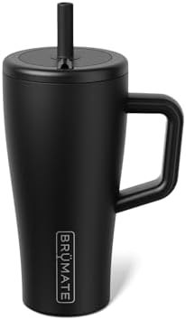 BrüMate Era 20 oz Tumbler with Handle and Straw | 100% Leakproof Insulated Tumbler with Lid and Straw | Made of Stainless Steel | Cup Holder Friendly Base | 20oz (Matte Black)