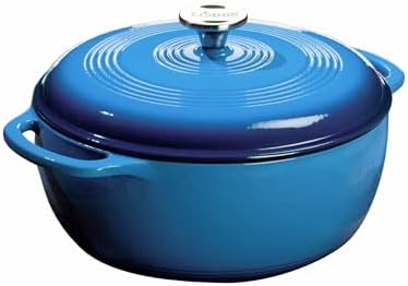 Lodge Essential Enamel Cast Iron Dutch Oven, 6 Quart, Caribbean Blue