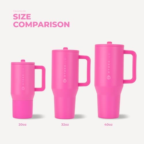 HydroJug Traveler 40oz, Insulated Tumbler with Handle & Straw, Razzle