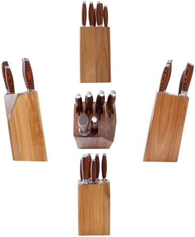 MSY BIGSUNNY 7pcs Knife Block Set, German Steel Chef Knife Set, Precious Pakkawood Handle for Kitchen Knife Block Set