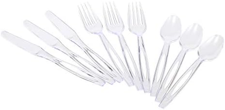 Glad Clear Disposable Cutlery Set with Heavy Duty Plastic Forks, Knives, and Spoons, Reusable Dishwasher Safe Plastic Utensils for Parties and Everyday Use, 240 Count (Pack of 6)