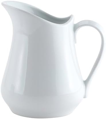 HIC Kitchen Creamer Pitcher With Handle, Fine Porcelain, 16-Ounce Capacity, For Coffee, Tea, Dressings, Syrups, Sauces
