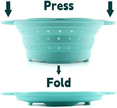 Collapsible Silicone Colander for Kitchen，Foldable Pasta Vegetable Strainer