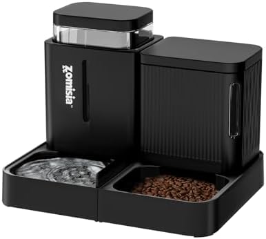 ZOMISIA Automatic Cat Feeder, Gravity Cat Food Dispenser, 0.8Gal x 2, Black