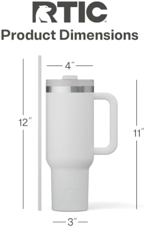 RTIC 40oz Road Trip Tumbler, Insulated, Ceramic Lined, Cool Grey