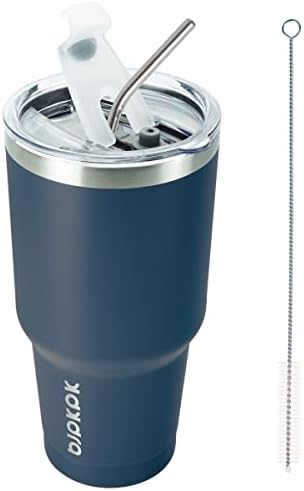 BJPKPK 30 oz Tumbler with Lid and Straw, Insulated Stainless Steel Cup