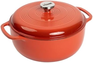 Lodge Essential Enamel Cast Iron Dutch Oven, 6 Quart, Poppy
