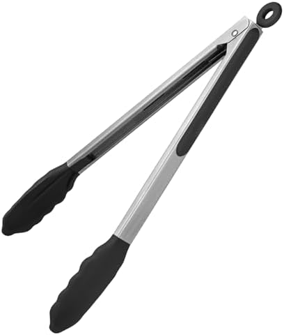 U-Taste Kitchen Tong for Cooking, 600ºF Heat-Resistant Silicone, 12in/Black