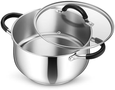 P&P CHEF 5 Quart Stainless Steel Stock Pot, Cooking Pot with Visible Lid