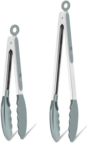 TeamFar Kitchen Tongs, 9"&12" Stainless Steel Heat Resistant Cooking Tongs