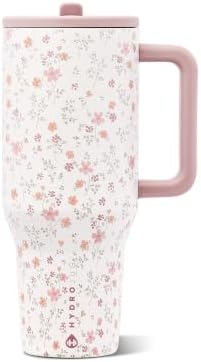 HydroJug Traveler 40oz, Insulated Tumbler with Handle & Straw, Magnolia