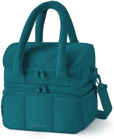 BAGSMART Lunch Bag Women, Double Deck Insulated Lunch Box, Teal