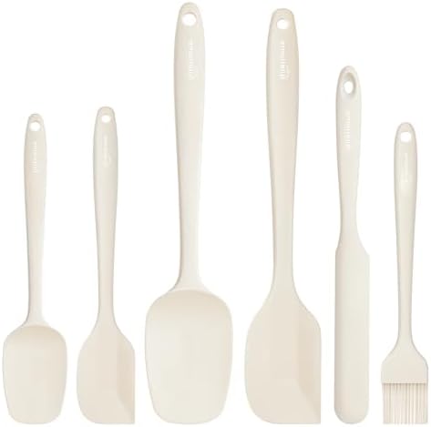 NileHome 6 Pieces Silicone Spatula Set with Silicone Brush,Mixing-Ivory