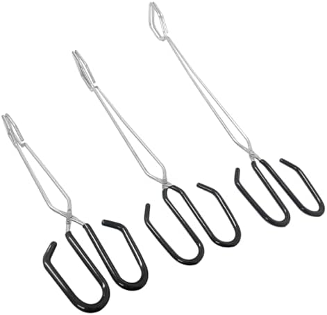 3 Pack Heavy Duty Scissor Tongs，9/11/ 12 Inch Cooking Grilling Scissor Tongs，Kitchen Baking Bread Food Tongs Tool for BBQ（black)