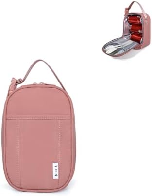 NOL Small Insulated Snack Bag Mini Freezable Cooler Pouch 3L fit 3 Cans | Wide-Mouth 6hours Cool & Warm Lightweight Leakproof Nylon Box for Work Travel, Dark pink