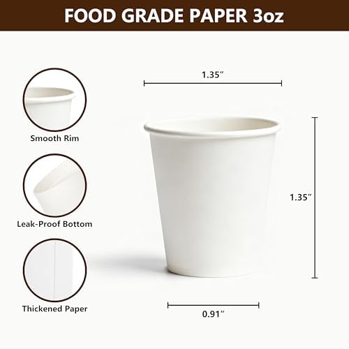 TashiBox 3 oz white paper bath cups, 200 count