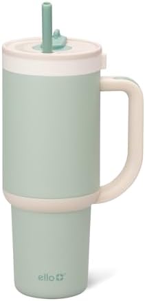Ello Oasis 30oz Insulated Stainless Steel Tumbler with Straw, Pistachio