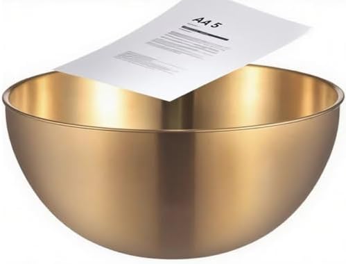 Stainless Steel Salad Bowls Set of 2 Mixing Bowl with Measurement Markings, 4.23 Quart Gold Serving Bowls for Mixing, Cooking, Baking, Prepping and Home Kitchen