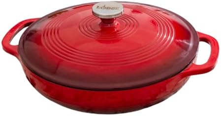 Lodge Essential Enamel Cast Iron Braiser, 3.6 Quart, Island Spice Red