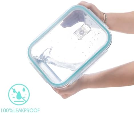 NUTRIUPS 2.6L Large Glass Food Storage Container, 9×6×5in