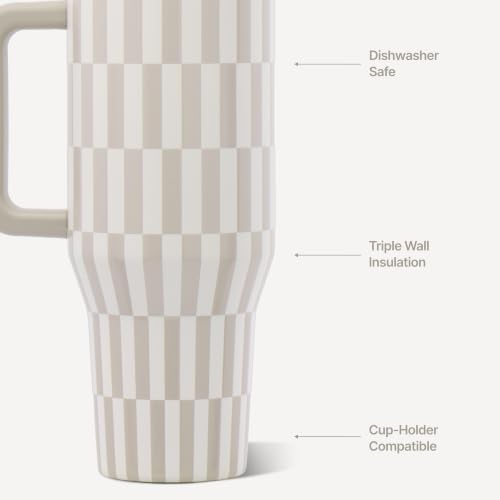 HydroJug Traveler 32oz, Insulated Tumbler with Handle & Straw, Latte