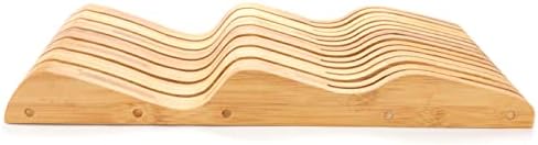 Bamboo Knife Block Holder, 13 Knives Dock, In-Drawer Knife Drawer Organizer