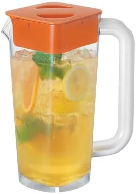 CURTA 1 Pack 2 Liters/68 oz Plastic Pitcher with Lid & Handle for Kitchen,ICED JUICE and Coffee Carafe Beverage Serveware, Acrylic Water Jug for Hot/Cold Drinks&lemonade