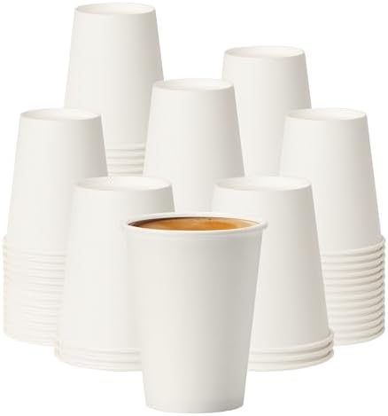 Coffee Cups 12 oz 300 Pack, 12 oz Paper Cups, Hot Beverage Drinking Cups, White Paper Hot Disposable Coffee Cups, Suitable for Party, Picnic, Travel, and Events