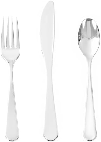 150PCS Silver Plastic Silverware Set Heavy Duty for Weddings