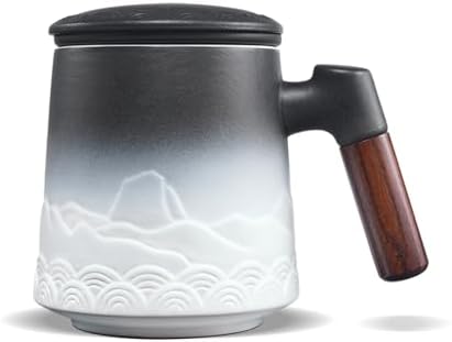 ZENS Tea Mug with Infuser and Lid for Loose Leaf Tea Steeper, 16.9oz White