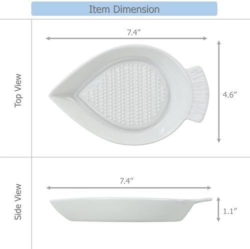 EIKS Ceramic Grater Plate Grinding Dish with Spoon and Brushes