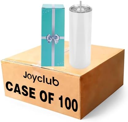 Joyclub 100 Pack Sublimation Tumblers 20 oz Sublimation Blanks Skinny Straight Flat Edge Tumbler