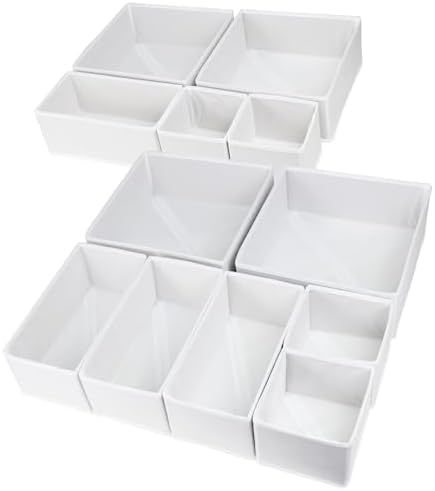 Fordonral 12 Pack Drawer Organizer Clothes, Foldable Fabric Dresser Organizer Closet Organizers and Storage Box for Underwear,Folded Clothes,Baby Clothing,Socks,Bra,Towels,Ties(12 Pack,White)