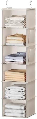 YOUDENOVA Hanging Closet Organizer and Storage, 6-Shelf, Beige