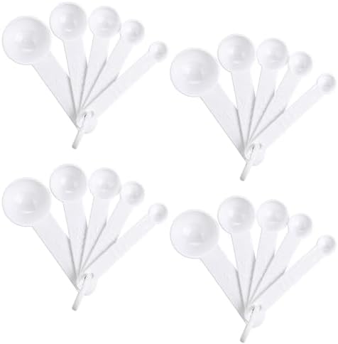 Frienda 20 Pcs White Plastic Measuring Spoons for Kitchen Baking