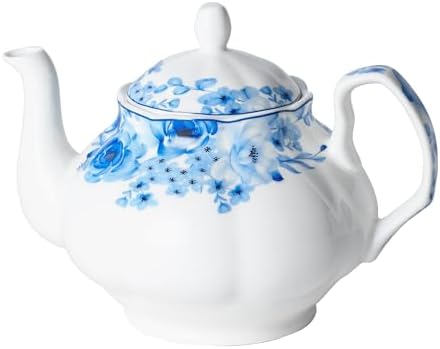 27oz Porcelain Blue Rose Teapot, Classic Gift for Tea