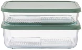 Glass Food Storage Containers with Lids — 4 Piece — 57.5 oz & 40.57 oz Glass with BPA-Free Leak Resistant Stackable Lids — Microwave, Oven & Dishwasher Safe — Ideal for Meal Prep & More - Soft Sage