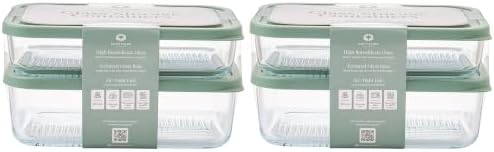 Glass Food Storage Containers with Lids — 8 Piece — 57.5 oz & 40.57 oz Glass with BPA-Free Leak Resistant Stackable Lids — Microwave, Oven & Dishwasher Safe — Ideal for Meal Prep & More - Soft Sage