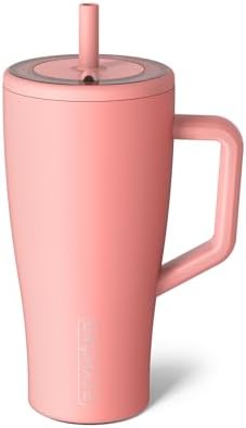 BrüMate Era 30 oz Tumbler with Handle and Straw | 100% Leakproof Insulated Water Bottle Tumbler with Lid and Flexible SoftSip Straw | Made of Stainless Steel | Cup Holder Friendly | 30oz (Guava)