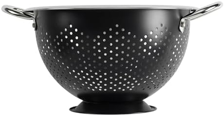 GoodCook Colander Premium Stainless Steel Construction with Handles and Elevated Pedestal Foot, 5-Quart, Black, 5qt capacity Colander (Pack of 12)