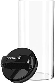 Prepara Evak Fresh Saver, Medium-Tall Airless Canister with Black handle, 2.3 Quart, Clear (Pack of 2)