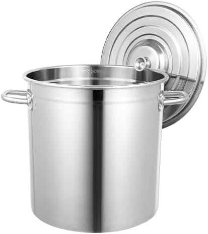 35L Large Stock Pot Restaurant Kitchen Soup Big Cooking with Lid Stainless Steel